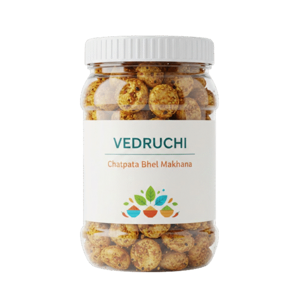 VEDRUCHI Chatpata Bhel Style Makhana – Healthy Roasted Foxnuts | Crispy, Tangy & Spicy Snack