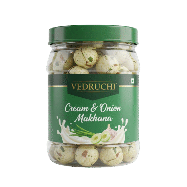 Vedruchi Cream & Onion Makhana – Premium Roasted Fox Nuts | Crunchy, Tasty & Healthy Snack