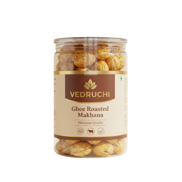 Vedruchi Ghee Roasted Makhana | Premium Fox Nuts | Made with Pure Desi Ghee | Healthy & Crunchy Snack